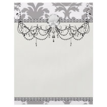 grey white silver baroque damask personalized flyer