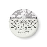 grey white silver baroque damask magnet