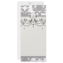grey white silver baroque damask customised rack card