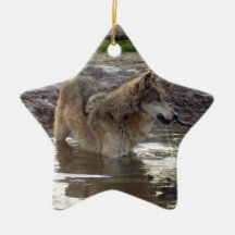Grey Wolf Christmas Ornament