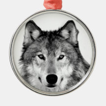GREY WOLF CHRISTMAS ORNAMENT