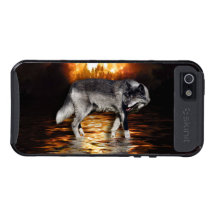Grey Wolf Fire Flames Survivor iPhone Case