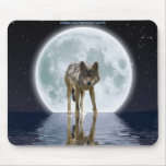 GREY WOLF & FULL MOON Mousepad