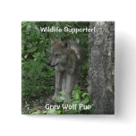 Grey Wolf Pup Wildlife pin buttons