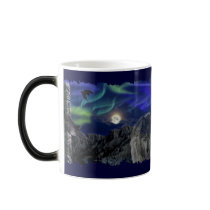 Grey Wolf, Ravens & Aurora & Totem Wildlife Mug