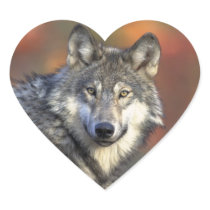 Grey Wolf Sticker (Heart)