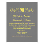 Grey & Yellow Monogram Wedding Invite