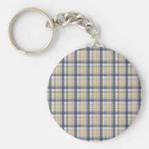 Grey Yellow Plaid Keychain