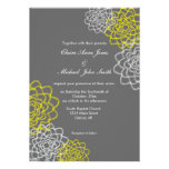 Grey/Yellow Sketched flowers Wedding Invite