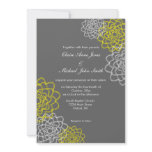 Grey/Yellow Sketched flowers Wedding Invite invitations