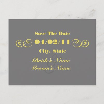 Grey Amp Yellow Wedding Save The Date Postcards By Jillspaperie