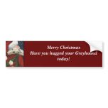 Greyhound and Santa Dog Art Bumper Sticker bumper stickers