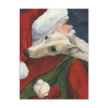 Greyhound and Santa Dog Art Postcard