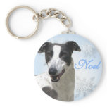 Greyhound Black & White Noel2 keychains