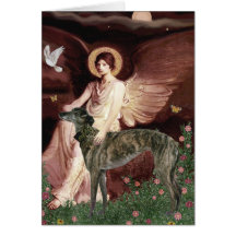 Greyhound (br) - Seated Angel Greeting Card