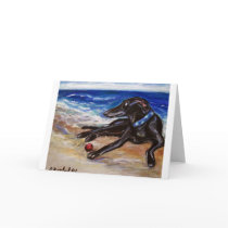 Greyhound by the sea greeting cards