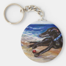 Greyhound by the sea key chains