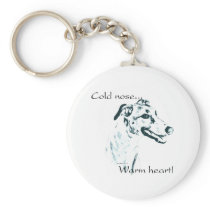 Greyhound Cold Nose, Warm Heart Key Chains