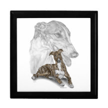 Greyhound Dog Portrait Art Tile Gift Box