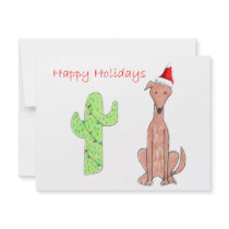 Greyhound Fawn Cactus Christmas Custom Invitation