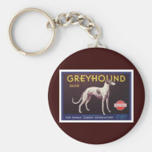Greyhound Fruit Crate Label Key Chain