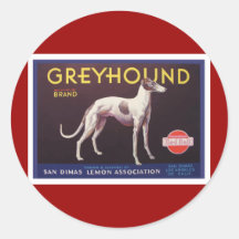 Greyhound Fruit Crate Label Round Sticker