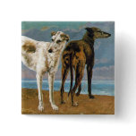 Greyhound Painting - Two Greyhounds - Vintage Art buttons