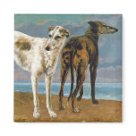 Greyhound Painting - Two Greyhounds - Vintage Art magnets