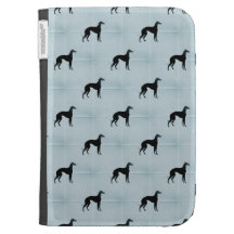 Greyhound Silhouettes Blue Tile Pattern Kindle Cases