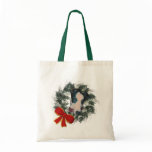 Greyhound Wreath Christmas Holiday Tote Bag
