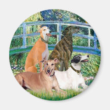 Greyhounds (four) - Bridge Refrigerator Magnets