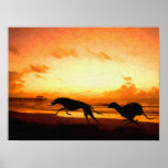 Greyhounds on Beach posters