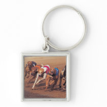 Greyhounds racing on track keychain