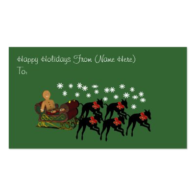 Greyhounds Sleigh Christmas Holiday Gift Card Tag Business Cards by SmilinEyesTreasures