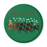 Greyhounds Sleigh Christmas Holiday Magnet