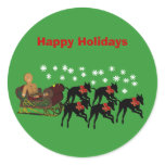 Greyhounds Sleigh Christmas Holiday Sticker Label