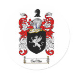 GRIFFIN FAMILY CREST -  GRIFFIN COAT OF ARMS ROUND STICKERS