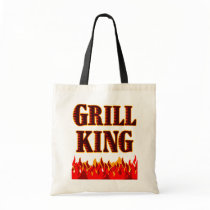 Grill King BBQ Saying Tote Bags