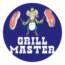 Grill Master Cowboy Round Stickers