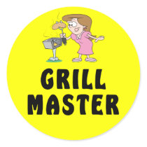 Grill Master Female Round Stickers