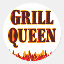 Grill Queen Funny BBQ Saying Round Sticker