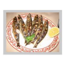 Grilled sardines postcard
