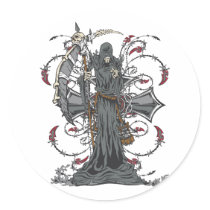 Grim Reaper Awaits Round Stickers