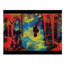 Grim reaper cartoon comic Halloween cards Post Card