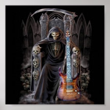 Grim Reaper Guitar in Hell Posters