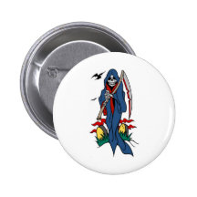 GRIM REAPER TATTOO PRINT PINBACK BUTTONS