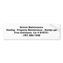 Grimm MaintenanceHauling - Property Maintenance... Bumper Sticker