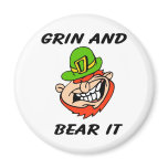 Grin and bear it St. Patrick's Day Leprachaun gift Magnets