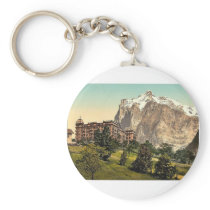 Grindelwald, view of Hotel Baren and Wetterhorn Mo Keychain