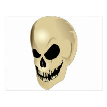 grinning skull postcards